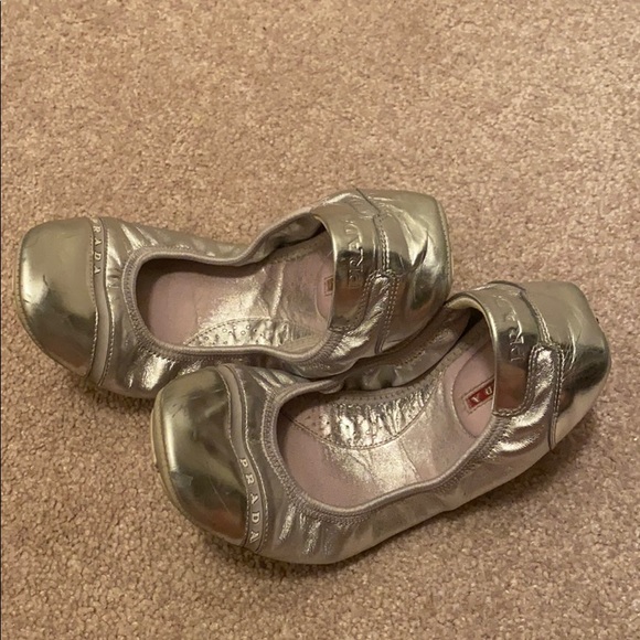 Prada Buffalo Dance Argento Ballet Flats - Picture 3 of 7